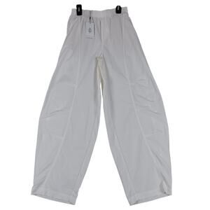 Stradivarius Parachute Style Pants Womens Extra Small White Wide Leg Flowing‎